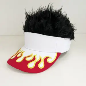 Red and White Flames-black Wig / adjustable
