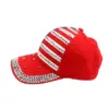 Wholesale Spring Summer Trendy American Flag Diamond Baseball Washed Outdoor Unisex Summer Sun Hats Men Women Street Style Cap