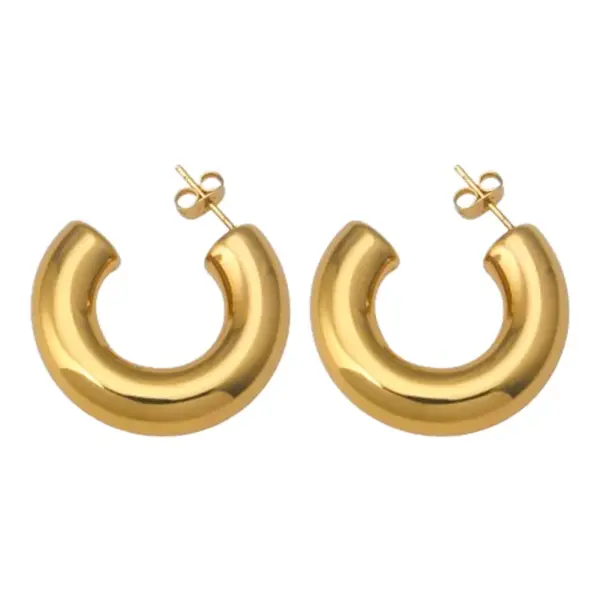Wholesale 304 Stainless Steel Geometric PVD Coated 18K Real Gold Plated Modern Style Classic Style Ear Studs