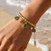 Wholesale Water Droplets Couple Bracelets With Waterproof Non Tarnish 18K Real Gold Plated 304 Stainless Steel Snake Chain Featuring Zircon Inlay