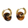 Wholesale JD Jewelry Fashion High-End Feel Earrings Natural Green Titanium Steel Gold-Plated Vacuum Electroplating Geometric Pattern Pink Crystal Bread Hoop Earrings