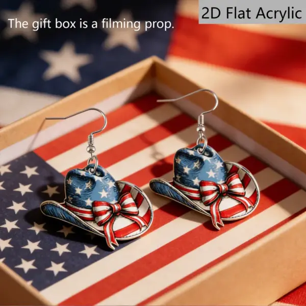 oly-0825e29d7dbc7ff68fd661623fd92896 Wholesale Retro White & Red Print Bow Tie Drop Earrings For Women With 304 Stainless Steel Ear Pins