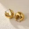Wholesale PVD Coated 18K Gold Plated Solid Color 304 Stainless Steel Retro Simple Style Classic Style Waterproof Non Tarnish Earrings