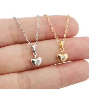 Wholesale Heart Shape Necklace For Women In Copper With Zircon Inlay, Available In Golden Color