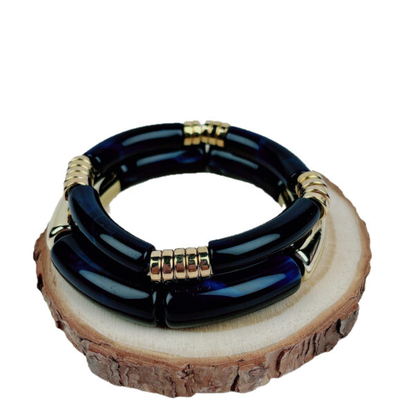 oly-084bd49fd16c28b830228b22f5b1b593 Wholesale fashion creative tube ball elastic bracelet acrylic two-color curved tube round tube bracelet