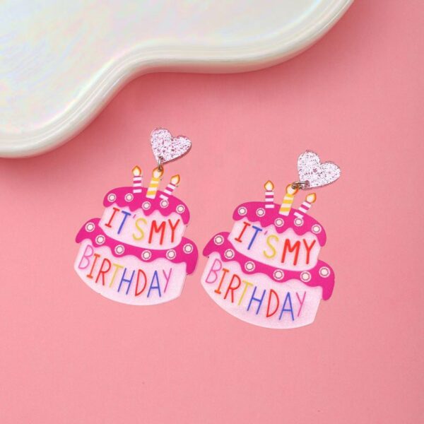 Wholesale Creative Atmosphere Party happy birthday Birthday Cake Coffee Cup Earrings Holiday Memorial Earrings