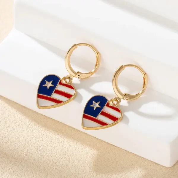 Wholesale Pentagram Enamel Alloy Earrings For Independence Day