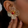 oly-08666e4d91b8736398f78b7d9268a3c8 Wholesale 1 Pes Retro High-end Retro Flower Earrings Daily Commute Valentine's Day Gift