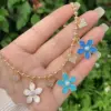 Wholesale Jewelry Simple Style Classic Style Cross Heart Shape Flower Copper Zircon 18K Gold Plated Inlay Ball Chain Multi Charms Necklace