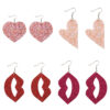 oly-086e044620c79e4872b43f5607436511 Wholesale Valentine's Day Blingbling Sequins Peach Heart Love Sexy Red Lips Earrings Leather Ear Jewelry