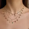 Wholesale Women's Style - Vacation Style / 18K Gold Stainless Steel + Rhinestone / Versatile Colored Diamond Pendant Necklace 40+5CM