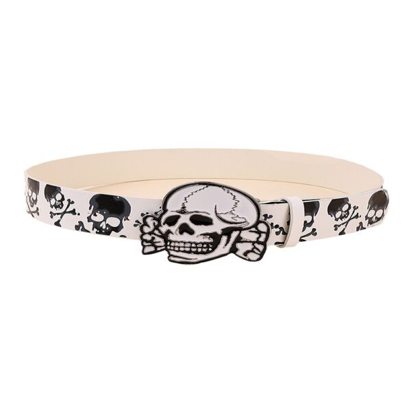 oly-08748515f0be59a92ae7b1d4a446aaec Wholesale Manufacturer Belts, Fashionable Skull Retro Versatile Printed Ethnic Style Sexy Pu Belts and Waistband