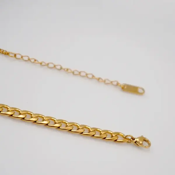 Wholesale Ferroalloy Solid Color Vacuum Plating Real Gold Plated Simple Style Waterproof Non Tarnish Patchwork Cuban Link Chain Gold Necklace