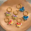 Wholesale PVD Coated Real Gold Plated 18K Gold Butterfly 304 Stainless Steel Modern Style Pastoral Waterproof Non Tarnish Drop Earrings