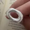 Wholesale Electroplated Silver Plated Brass Geometric Ring For Women Featuring Modern Electroplated Craftsmanship
