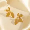 Wholesale Ion Plating (IP) 18K Gold Plated Leaf 304 Stainless Steel Simple Style Classic Style Waterproof Non Tarnish Ear Studs