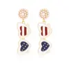 Wholesale Enamel Glasses Earrings For Women In Colour, Made With Durable Zinc Alloy, Perfect For Independence Day