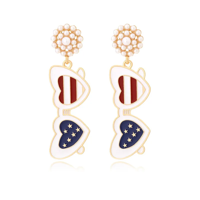 Wholesale Enamel Glasses Earrings For Women In Colour, Made With Durable Zinc Alloy, Perfect For Independence Day