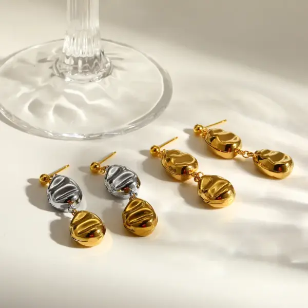 Wholesale PVD Coated Real Gold Plated 16K White Plating Solid Color 304 Stainless Steel IG Style Modern Classic Waterproof Non Tarnish Drop Earrings