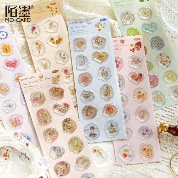 Wholesale Mo Mo Mo fire paint gilding epoxy stickers dried flower plant book series fresh flower Journal decorative material stickers