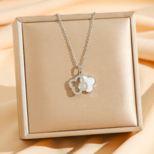 8403 silver white double layer four-leaf clover