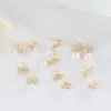 Wholesale Geometric Copper Earrings With Zircon Inlay, 14K Gold Plated, Simple Style Stud Earrings Featuring 925 Sterling Silver Ear Pins
