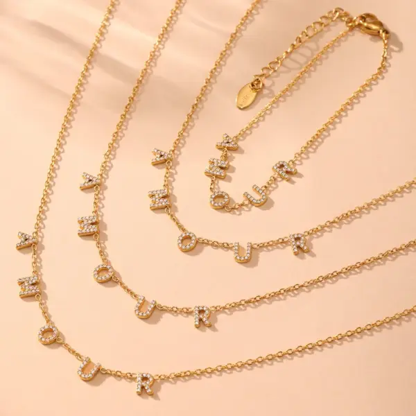 Wholesale PVD Coated Real Gold Plated 18K Gold Geometry 304 Stainless Steel Imitation Diamond Elegant Luxurious Shiny Waterproof Non Tarnish Bracelets Necklace Jewelry Set