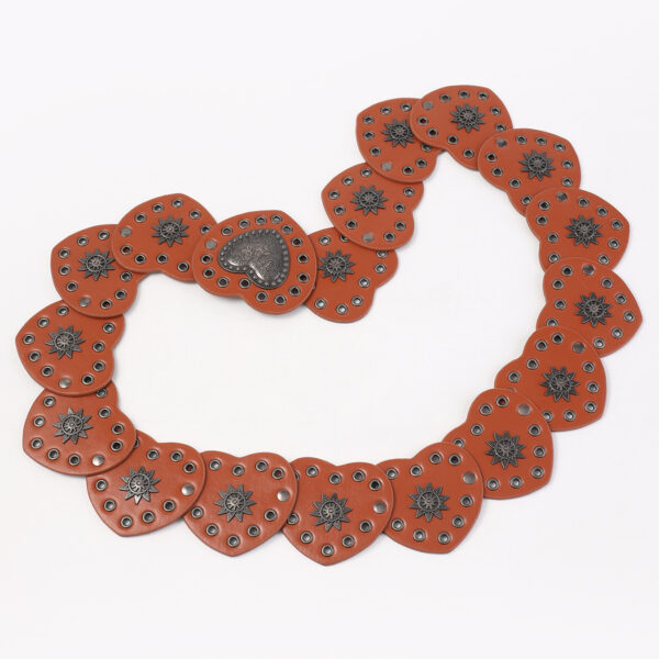 oly-08d4db9d692d0cd0bb77d044426ab272 Wholesale Style Western Cowboy Stylish Exaggerated Peach Heart Hollow Belt Retro Dark Belt Versatile for Women