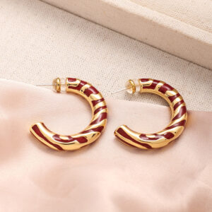 Pair of red enamel stud earrings