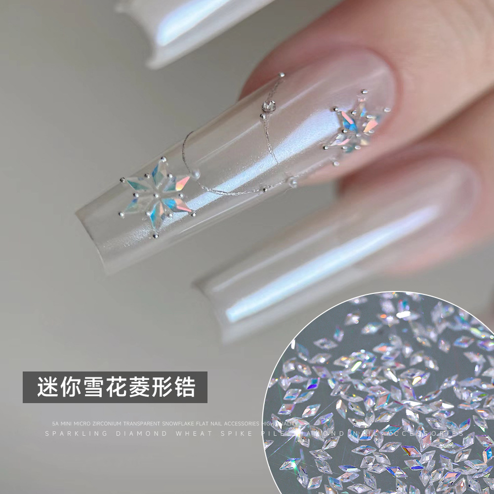 Wholesale mini diamond nail drill 5A transparent zircon snowflake Nail Stickers