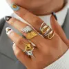 Wholesale Geometric 304 Stainless Steel Adjustable Ring With 18K Gold Plated PVD Coating, Waterproof Non Tarnish