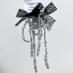 Black bow beaded earrings