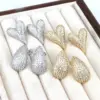 Wholesale 1 Pair Simple Style Commute Heart Shape Plating Inlay Copper Zircon 18k Gold Plated Drop Earrings