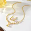 Wholesale Geometric Asymmetrical Jewelry Set For Women With 18K Real Gold Plated Copper And Beaded Chain Featuring Water Plating Process