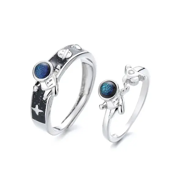 oly-0903704873a621cc12fb2e975972e848 Wholesale Fashion Astronaut Copper Inlay Artificial Gemstones Rings 1 Piece