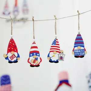 Wholesale American Flag Hanging Ornaments For Independence Day, 4 Pieces Wooden Decorations