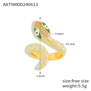 A875-Gold Mint Green Ring / No. 7