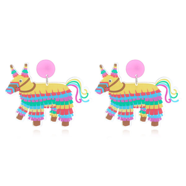 oly-09278a2f2dabc2e50b0284c640b0e76e WholesaleCarnival tassel hat rainbow horse oil painting music festival printed earrings acrylic personalized earrings