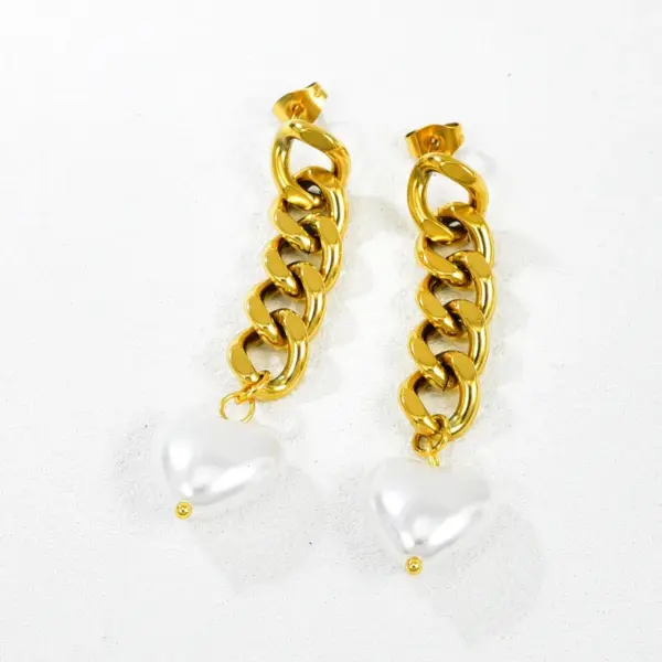 Wholesale Women Irregular Drop Earrings Electroplated 304 Stainless Steel 18K Gold Plated 0.03-0.05µm Pearl Inlay