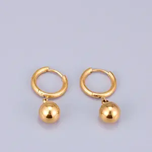 Wholesale Simple Style Round Titanium Steel Plating Drop Earrings 1 Pair