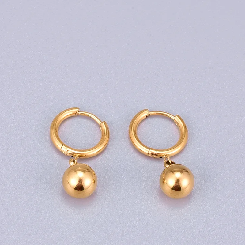 Wholesale Simple Style Round Titanium Steel Plating Drop Earrings 1 Pair
