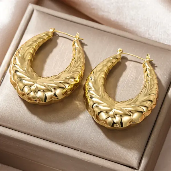 Wholesale Three-dimensional Geometric Earrings For Women In Copper With KC Golden Water Plating And 0.03µm Thick Coating