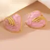 Wholesale 304 Stainless Steel Plastic Heart Shape Plated Imitation Gold IG Style Cute Exaggerated Enamel Gold Ear Studs