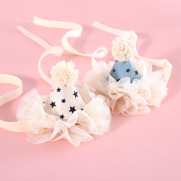 oly-094a29fc26d93658a28ad54e942a2119 Wholesale Pet Cat Dog Fairy Lace Sequins Stereo Birthday Hat Five-pointed Star Headdress Bow Wedding Princess