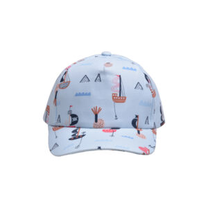 Small sailboat with blue background-children's peaked cap / (Free size-Velcro adjustment)(52-54cm)