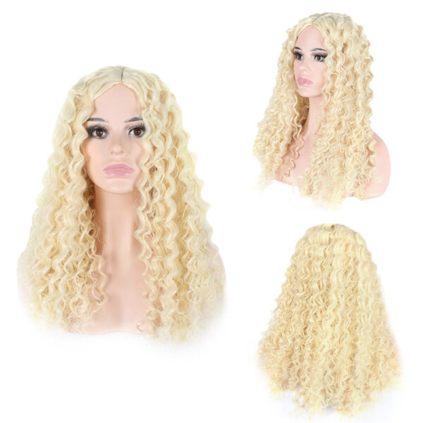 Wholesale matte high-temperature silk African small coil tube explosive head long curly hair chemical fiber wig split head cover