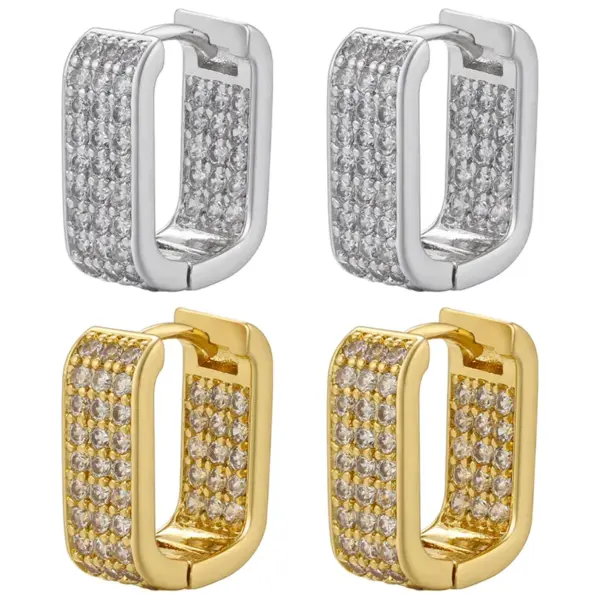 Wholesale 1 Pair Simple Style U Shape Copper Plating Inlay Zircon 18k Gold Plated Earrings