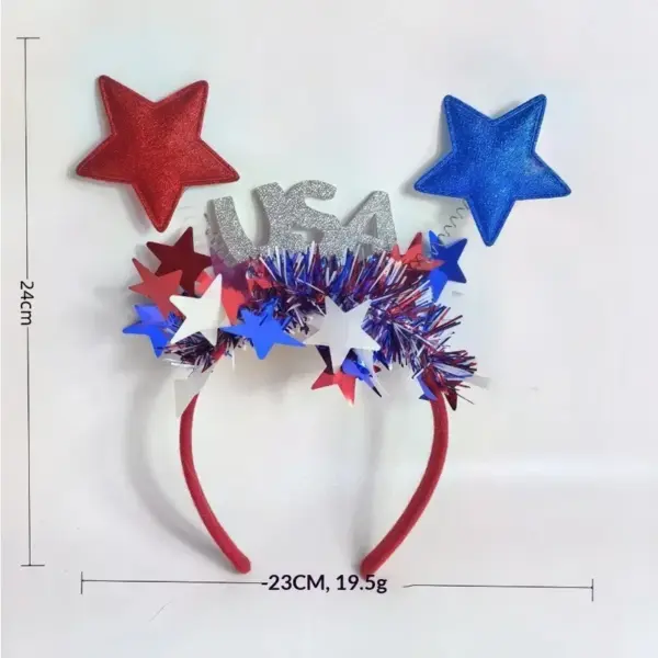 Wholesale 75th National Day USA Five-Pointed Star Headband Blue White Red Star Party Celebration Cheerleading Hair Accessories Headband