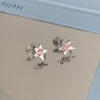 Wholesale Pink silver star rabbit ear clip women's unique earrings niche design high-grade earrings