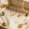 Wholesale Waterproof Cross Pendant Necklace For Women In 304 Stainless Steel With Zircon Inlay, 18K Gold Plated, 0.03µm Cable Chain